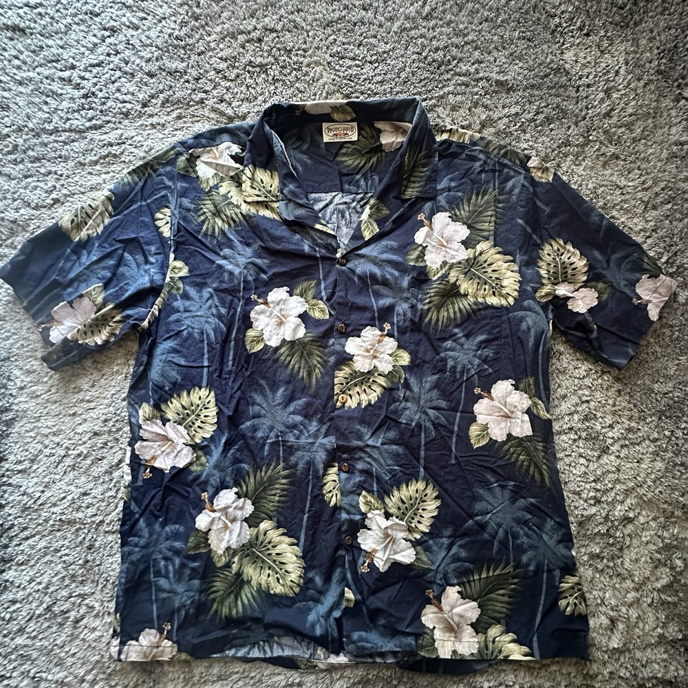 Pacific Legend Button-Up Hawaiian Shirt Men's 3XL Blue Floral Short Sleeve Blue